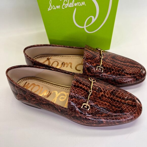 Sam Edelman Loraine Loafer Size 6 M Brown Snake Print Leather Slip-On Shoes - Picture 2 of 15